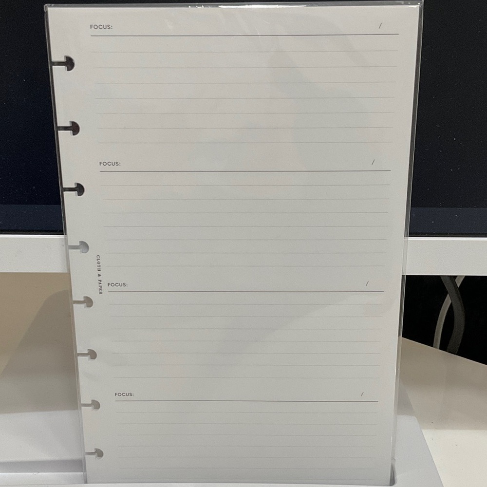 Cloth and Paper Everyday Journaling Focus Inserts in Half Letter size.